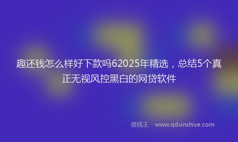 趣还钱怎么样好下款吗62025年精选，总结5个真正无视风控黑白的网贷软件