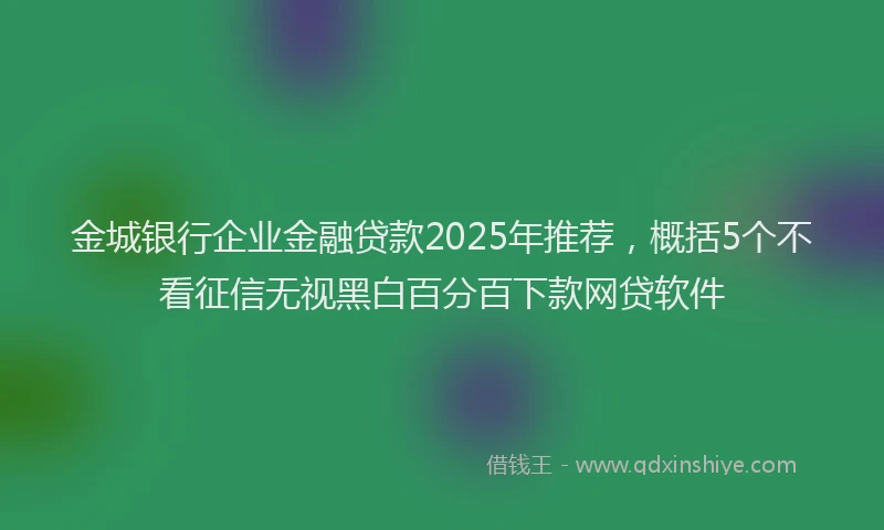 金城银行企业金融贷款2025年推荐，概括5个不看征信无视黑白百分百下款网贷软件