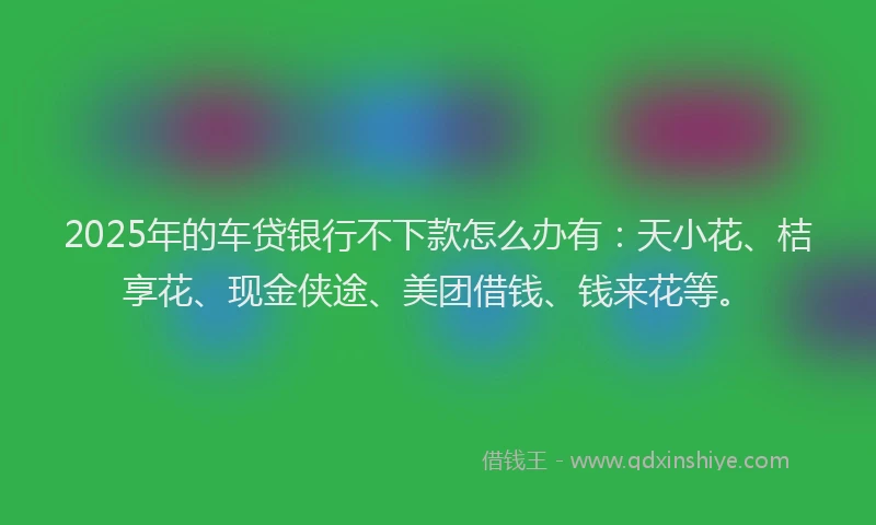 2025年的车贷银行不下款怎么办有：天小花、桔享花、现金侠途、美团借钱、钱来花等。