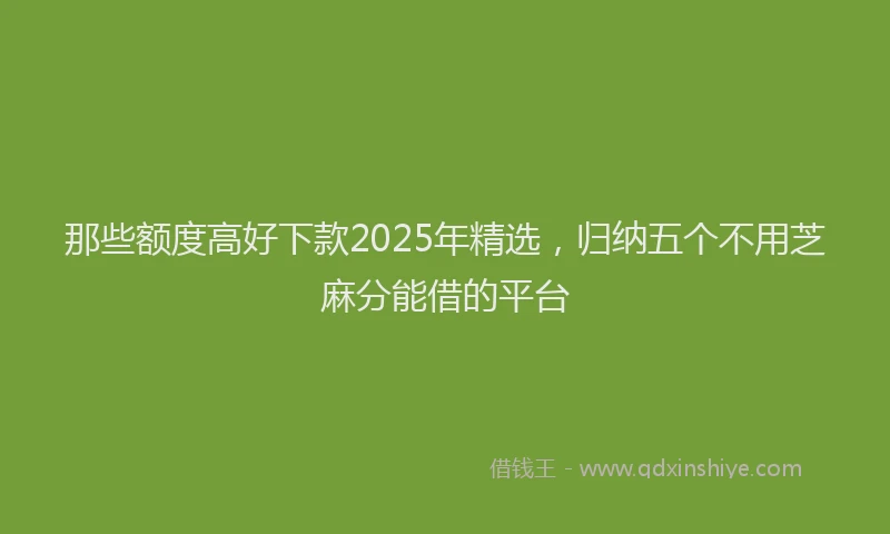 那些额度高好下款2025年精选，归纳五个不用芝麻分能借的平台
