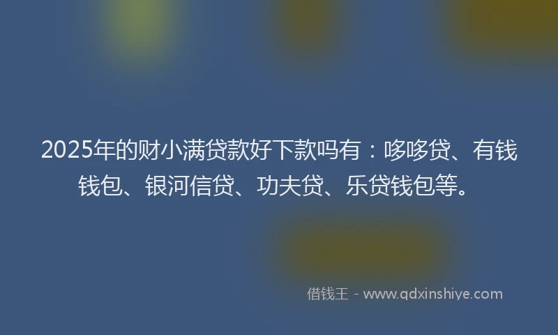 2025年的财小满贷款好下款吗有：哆哆贷、有钱钱包、银河信贷、功夫贷、乐贷钱包等。