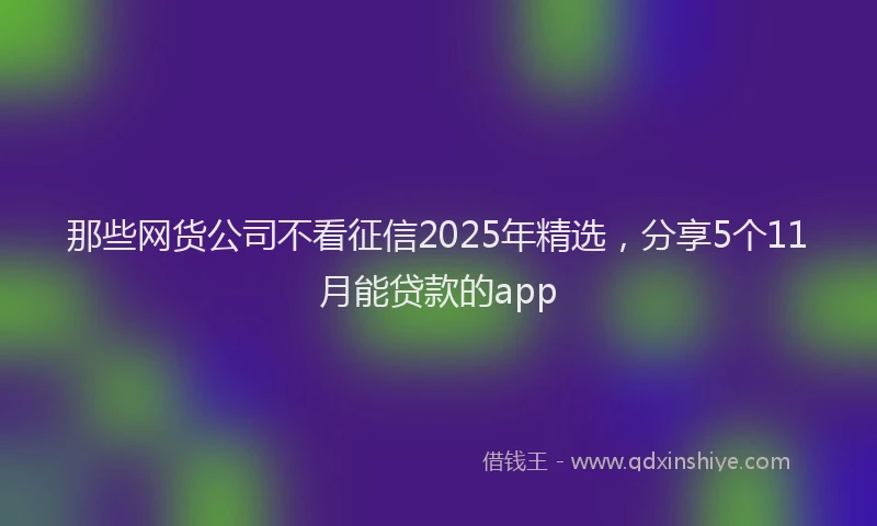 那些网货公司不看征信2025年精选，分享5个11月能贷款的app