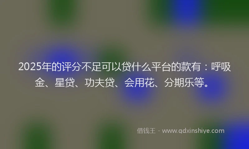 2025年的评分不足可以贷什么平台的款有：呼吸金、星贷、功夫贷、会用花、分期乐等。