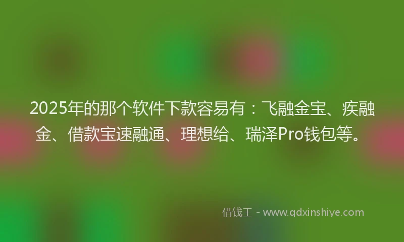 2025年的那个软件下款容易有：飞融金宝、疾融金、借款宝速融通、理想给、瑞泽Pro钱包等。
