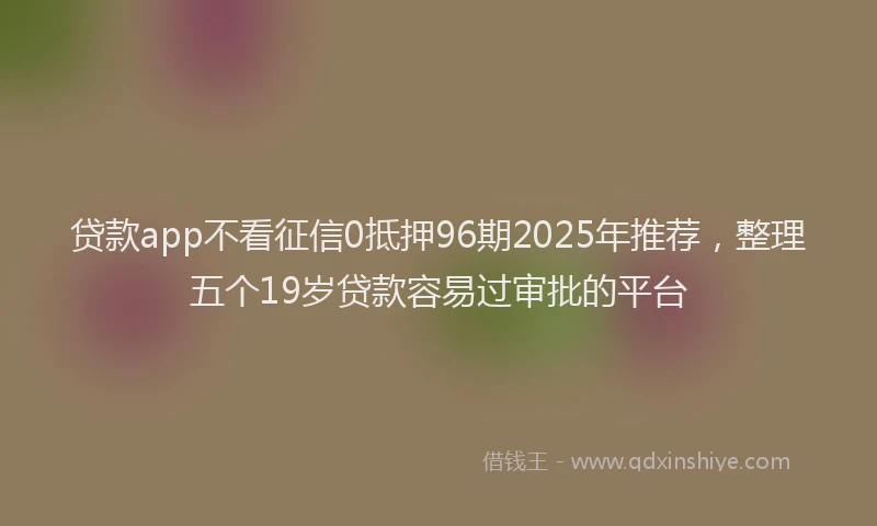 贷款app不看征信0抵押96期2025年推荐，整理五个19岁贷款容易过审批的平台