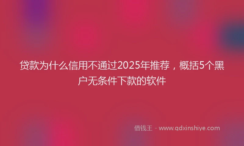 贷款为什么信用不通过2025年推荐，概括5个黑户无条件下款的软件