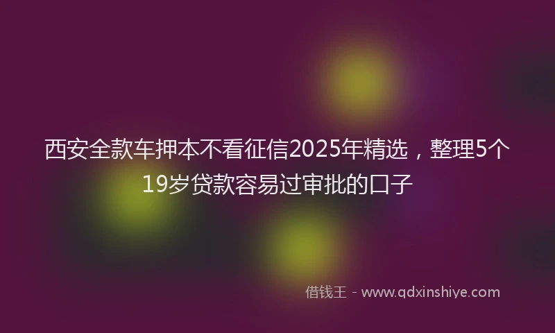 西安全款车押本不看征信2025年精选，整理5个19岁贷款容易过审批的口子