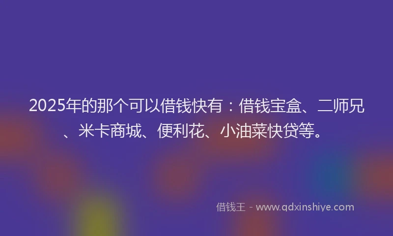 2025年的那个可以借钱快有：借钱宝盒、二师兄、米卡商城、便利花、小油菜快贷等。