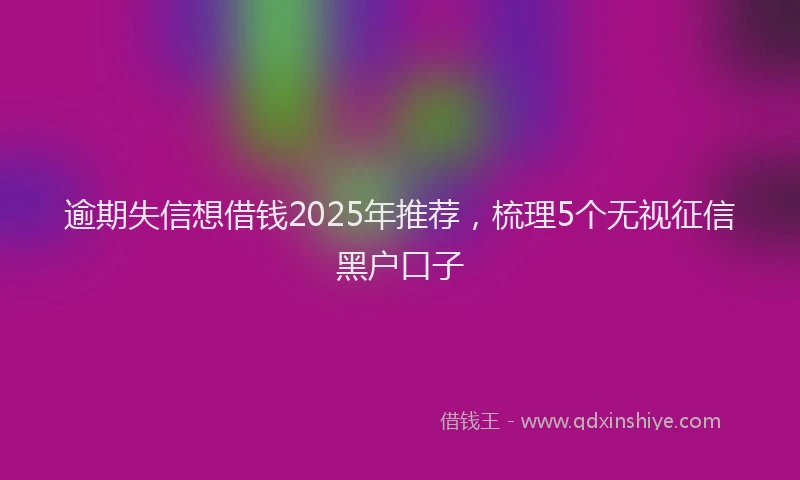 逾期失信想借钱2025年推荐，梳理5个无视征信黑户口子