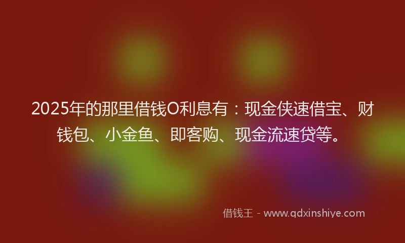 2025年的那里借钱O利息有：现金侠速借宝、财钱包、小金鱼、即客购、现金流速贷等。