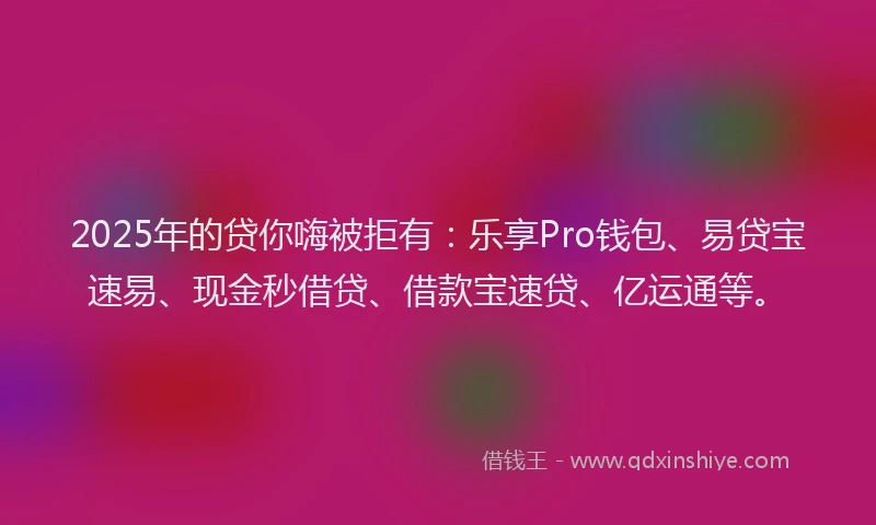 2025年的贷你嗨被拒有：乐享Pro钱包、易贷宝速易、现金秒借贷、借款宝速贷、亿运通等。