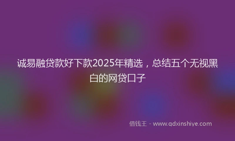 诚易融贷款好下款2025年精选，总结五个无视黑白的网贷口子