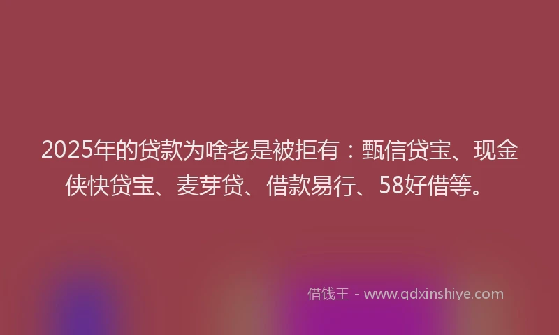 2025年的贷款为啥老是被拒有：甄信贷宝、现金侠快贷宝、麦芽贷、借款易行、58好借等。