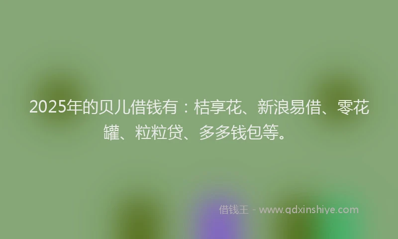 2025年的贝儿借钱有：桔享花、新浪易借、零花罐、粒粒贷、多多钱包等。
