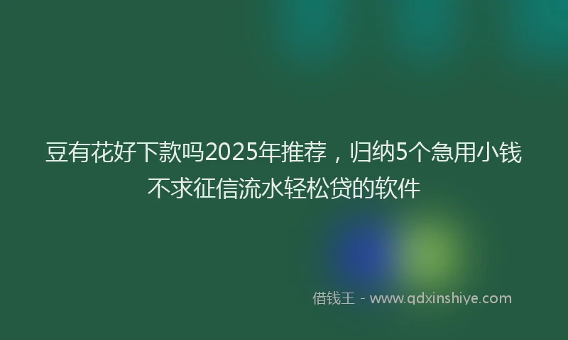 豆有花好下款吗2025年推荐，归纳5个急用小钱不求征信流水轻松贷的软件