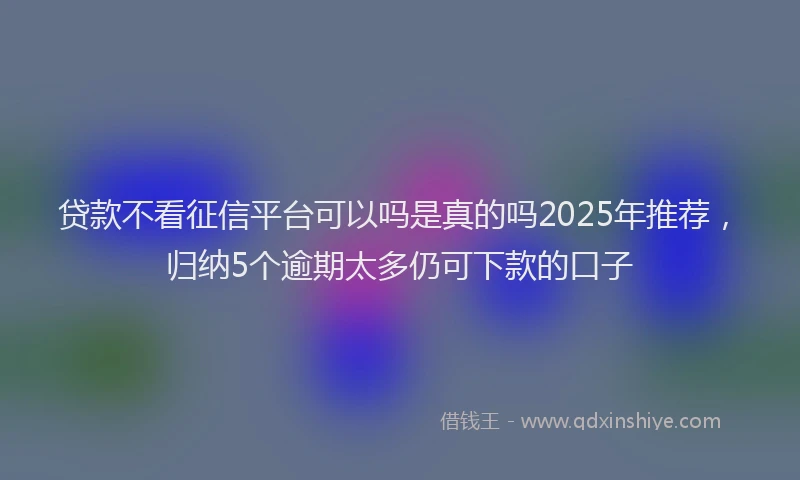 贷款不看征信平台可以吗是真的吗2025年推荐，归纳5个逾期太多仍可下款的口子