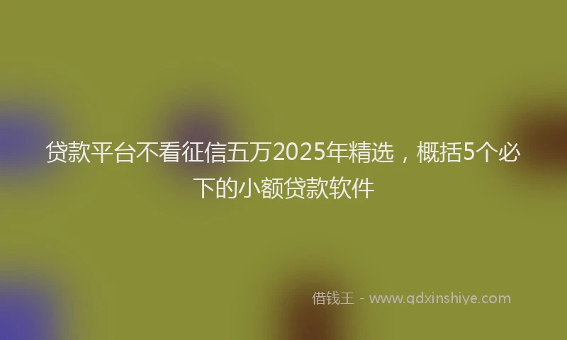 贷款平台不看征信五万2025年精选，概括5个必下的小额贷款软件