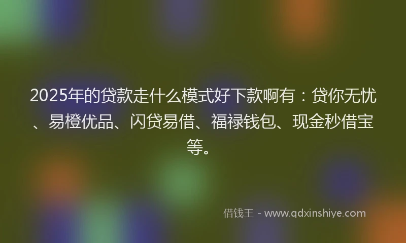 2025年的贷款走什么模式好下款啊有：贷你无忧、易橙优品、闪贷易借、福禄钱包、现金秒借宝等。