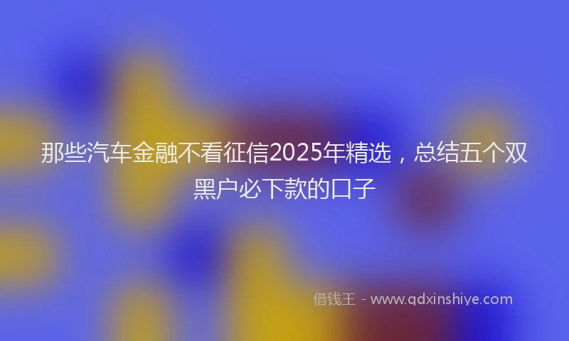 那些汽车金融不看征信2025年精选，总结五个双黑户必下款的口子