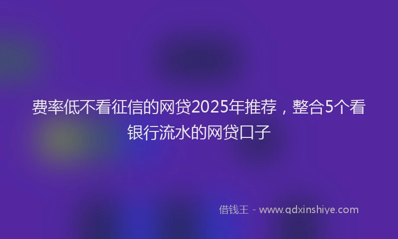 费率低不看征信的网贷2025年推荐，整合5个看银行流水的网贷口子
