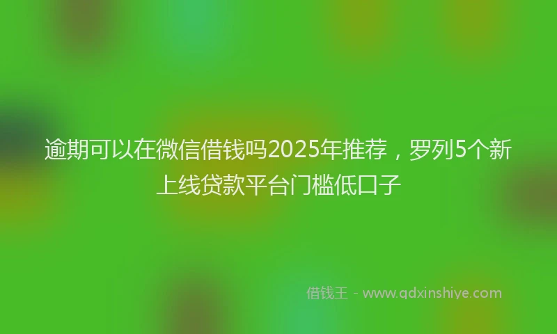 逾期可以在微信借钱吗2025年推荐，罗列5个新上线贷款平台门槛低口子