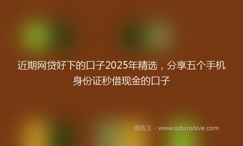 近期网贷好下的口子2025年精选，分享五个手机身份证秒借现金的口子