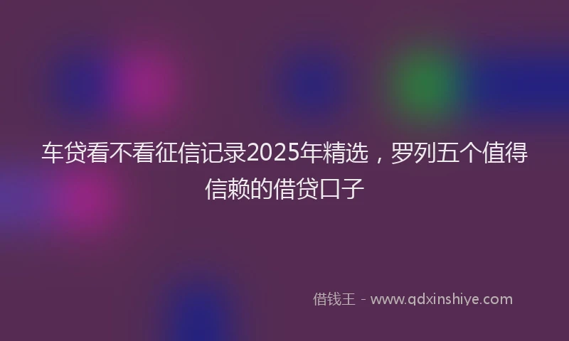 车贷看不看征信记录2025年精选，罗列五个值得信赖的借贷口子