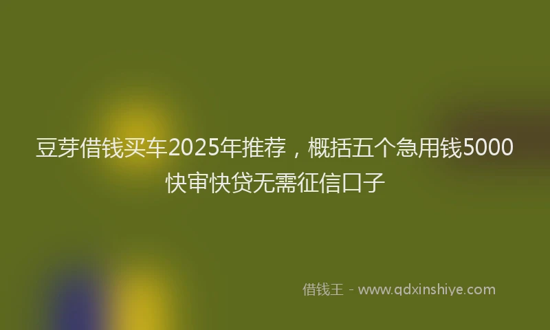 豆芽借钱买车2025年推荐，概括五个急用钱5000快审快贷无需征信口子