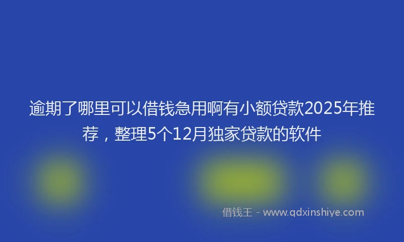 逾期了哪里可以借钱急用啊有小额贷款2025年推荐，整理5个12月独家贷款的软件