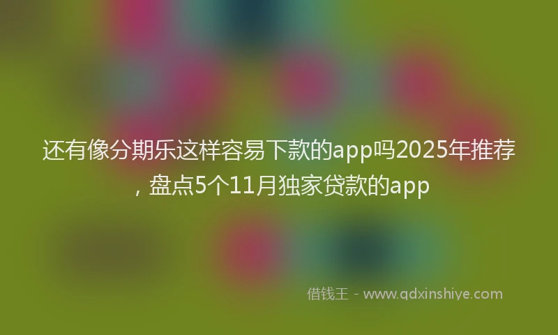 还有像分期乐这样容易下款的app吗2025年推荐，盘点5个11月独家贷款的app