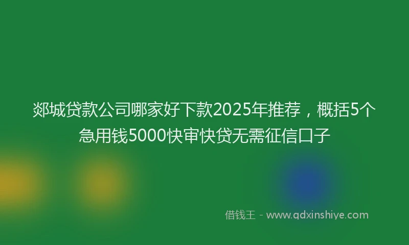 郯城贷款公司哪家好下款2025年推荐，概括5个急用钱5000快审快贷无需征信口子