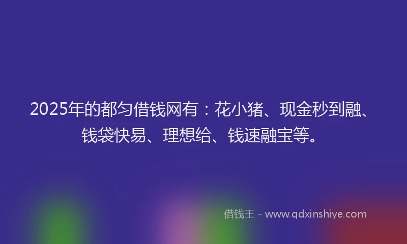 2025年的都匀借钱网有：花小猪、现金秒到融、钱袋快易、理想给、钱速融宝等。