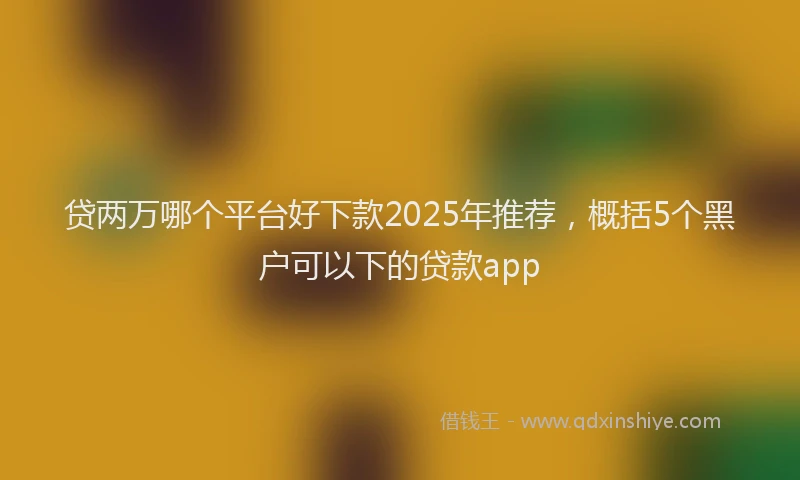 贷两万哪个平台好下款2025年推荐，概括5个黑户可以下的贷款app