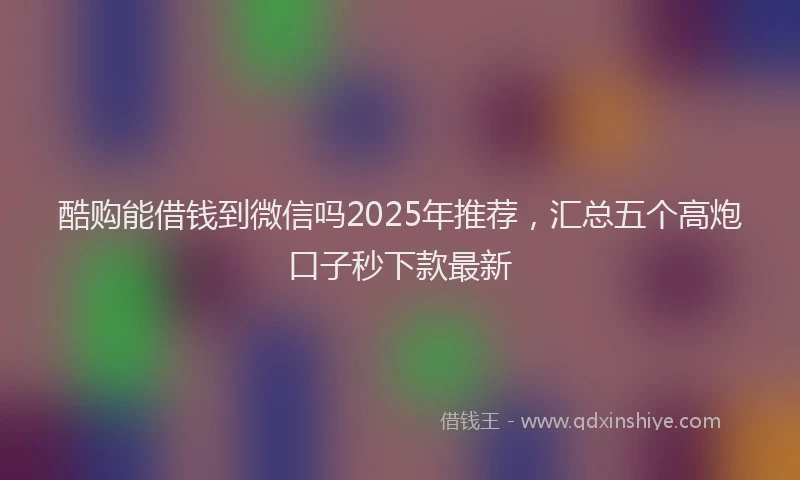 酷购能借钱到微信吗2025年推荐，汇总五个高炮口子秒下款最新
