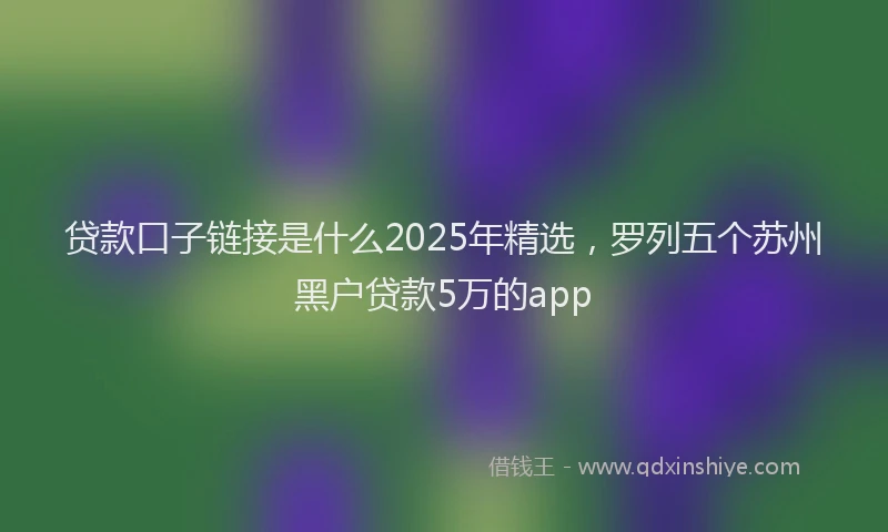 贷款口子链接是什么2025年精选，罗列五个苏州黑户贷款5万的app