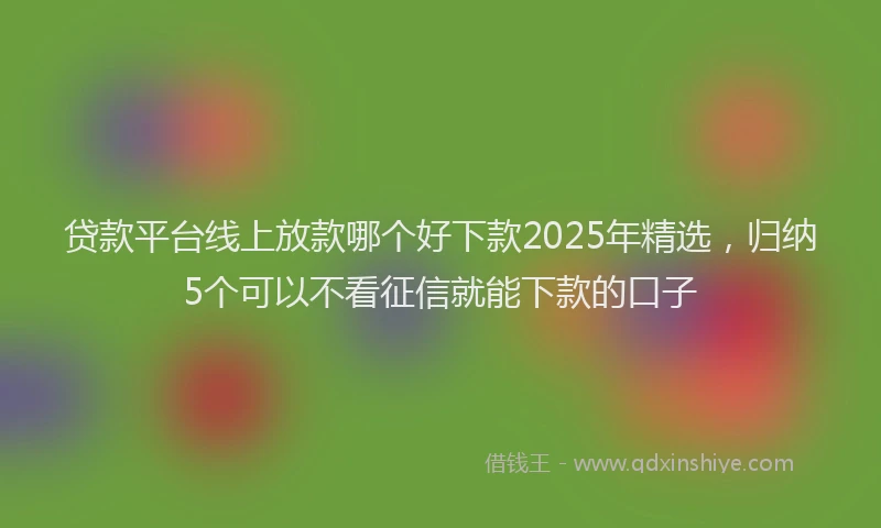 贷款平台线上放款哪个好下款2025年精选，归纳5个可以不看征信就能下款的口子