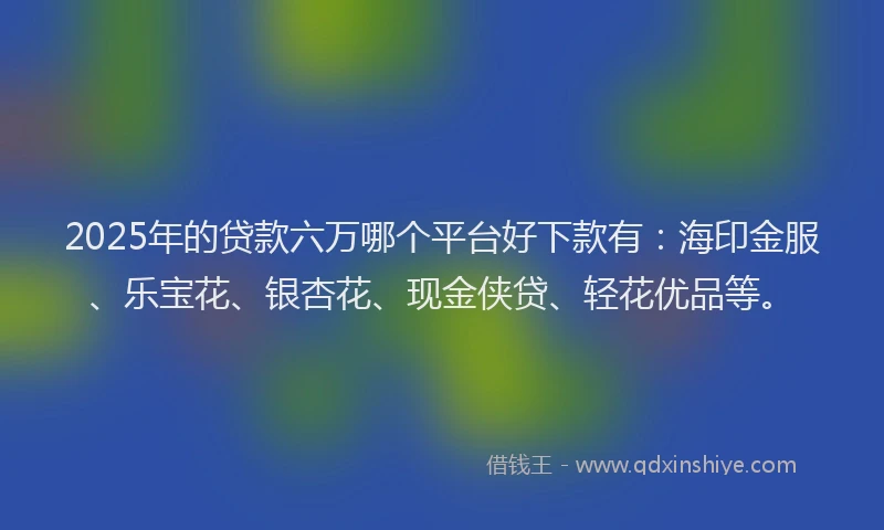 2025年的贷款六万哪个平台好下款有：海印金服、乐宝花、银杏花、现金侠贷、轻花优品等。