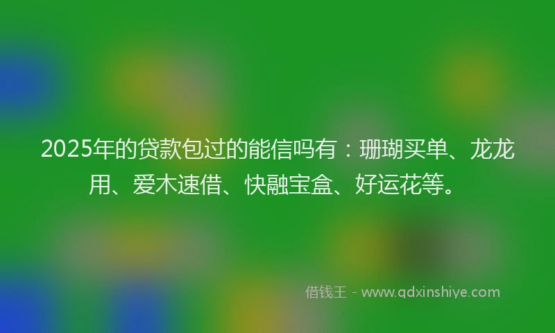 2025年的贷款包过的能信吗有：珊瑚买单、龙龙用、爱木速借、快融宝盒、好运花等。