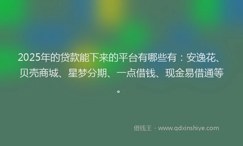 2025年的贷款能下来的平台有哪些有：安逸花、贝壳商城、星梦分期、一点借钱、现金易借通等。