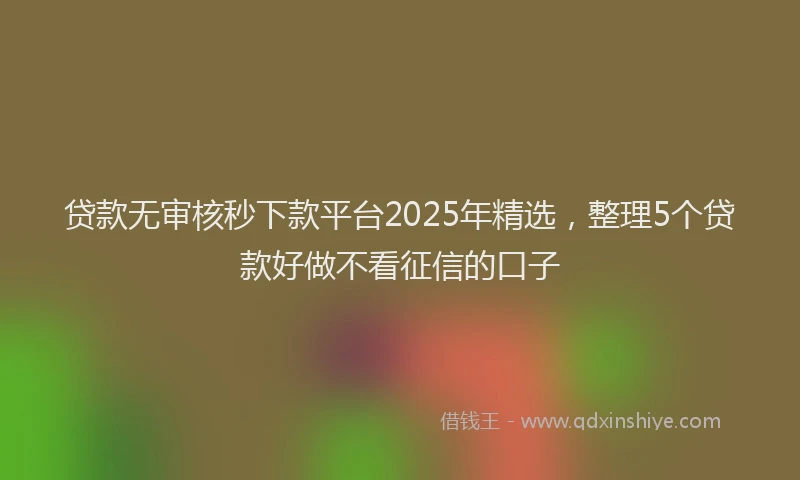 贷款无审核秒下款平台2025年精选，整理5个贷款好做不看征信的口子