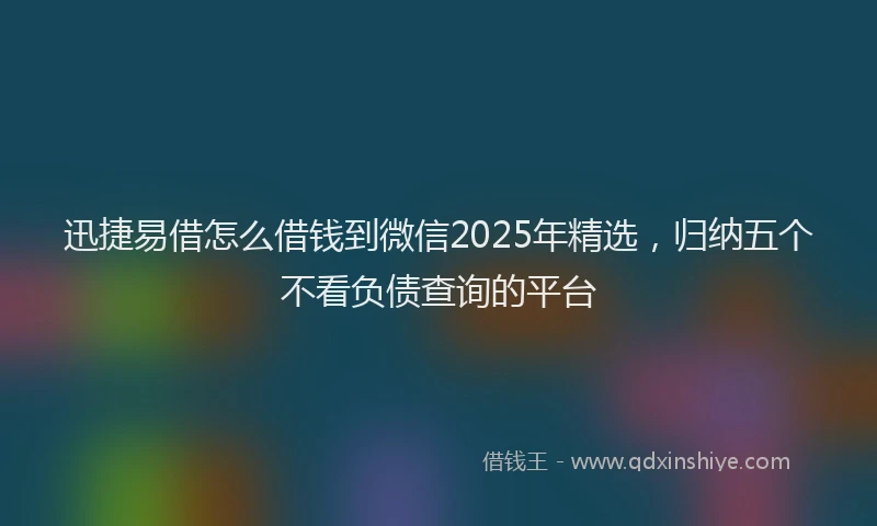 迅捷易借怎么借钱到微信2025年精选，归纳五个不看负债查询的平台