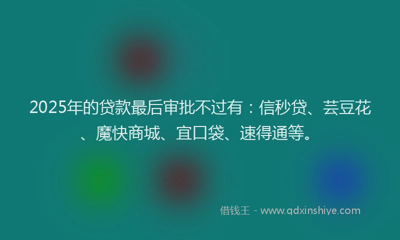 2025年的贷款最后审批不过有：信秒贷、芸豆花、魔快商城、宜口袋、速得通等。