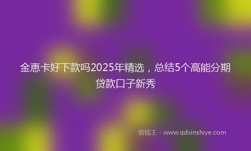 金恵卡好下款吗2025年精选，总结5个高能分期贷款口子新秀