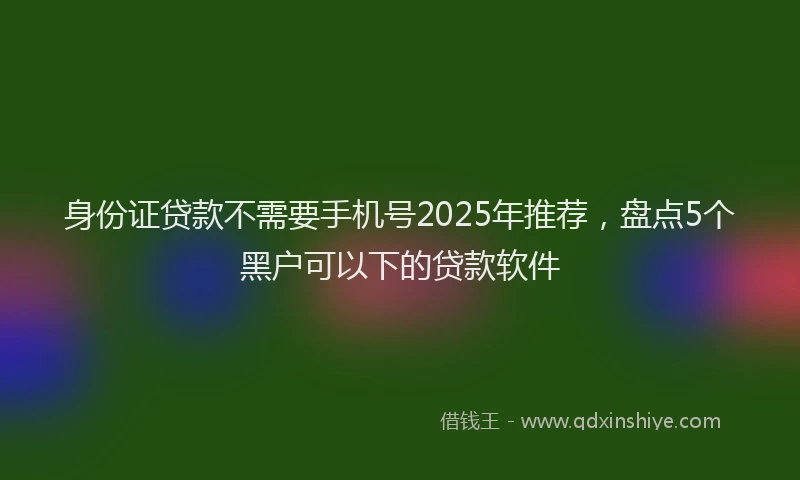 身份证贷款不需要手机号2025年推荐，盘点5个黑户可以下的贷款软件