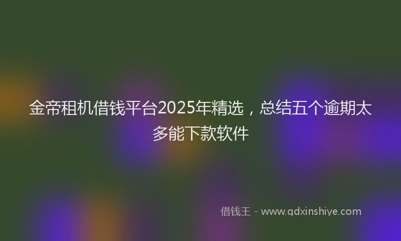 金帝租机借钱平台2025年精选，总结五个逾期太多能下款软件