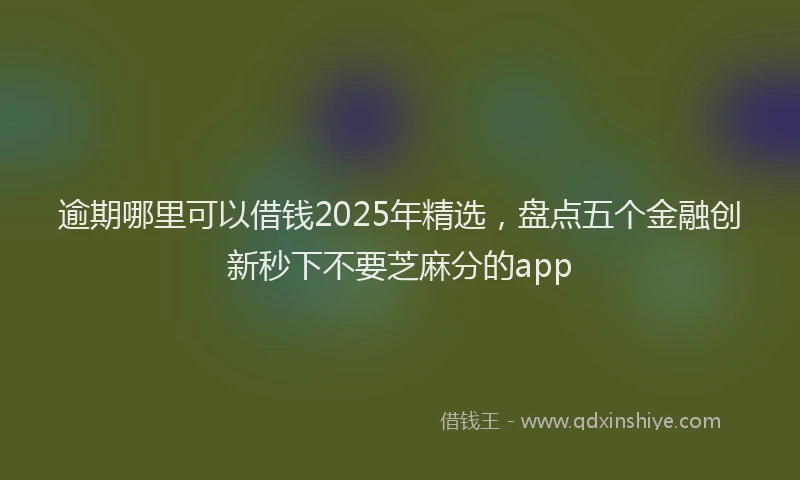 逾期哪里可以借钱2025年精选，盘点五个金融创新秒下不要芝麻分的app