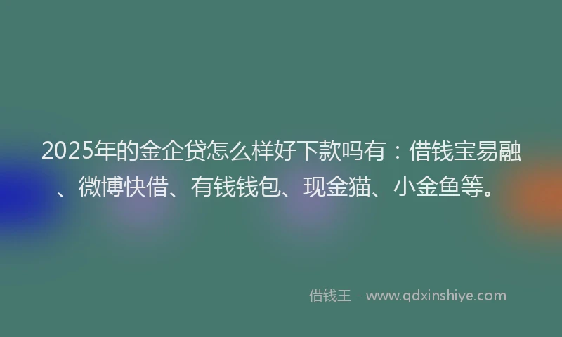 2025年的金企贷怎么样好下款吗有：借钱宝易融、微博快借、有钱钱包、现金猫、小金鱼等。