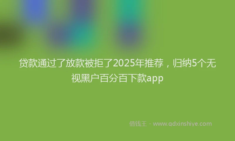 贷款通过了放款被拒了2025年推荐，归纳5个无视黑户百分百下款app