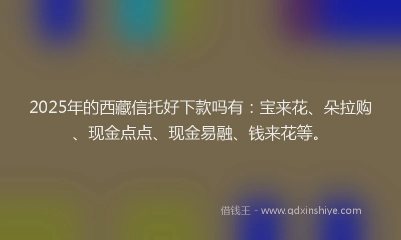 2025年的西藏信托好下款吗有：宝来花、朵拉购、现金点点、现金易融、钱来花等。