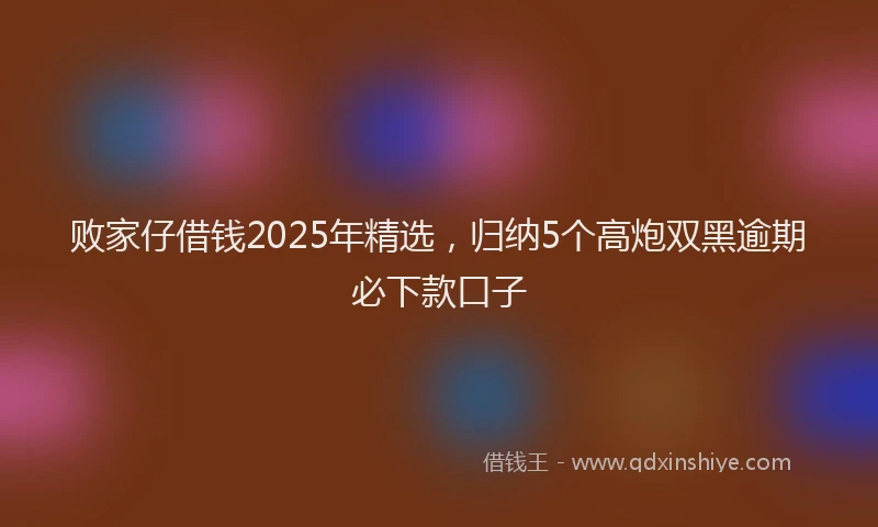 败家仔借钱2025年精选，归纳5个高炮双黑逾期必下款口子
